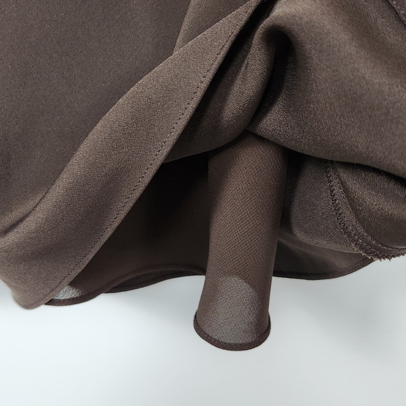 J. Crew 100% Silk V-Neck Brown Bias Cut Size 12 Lined Dress - Picture 5 of 8